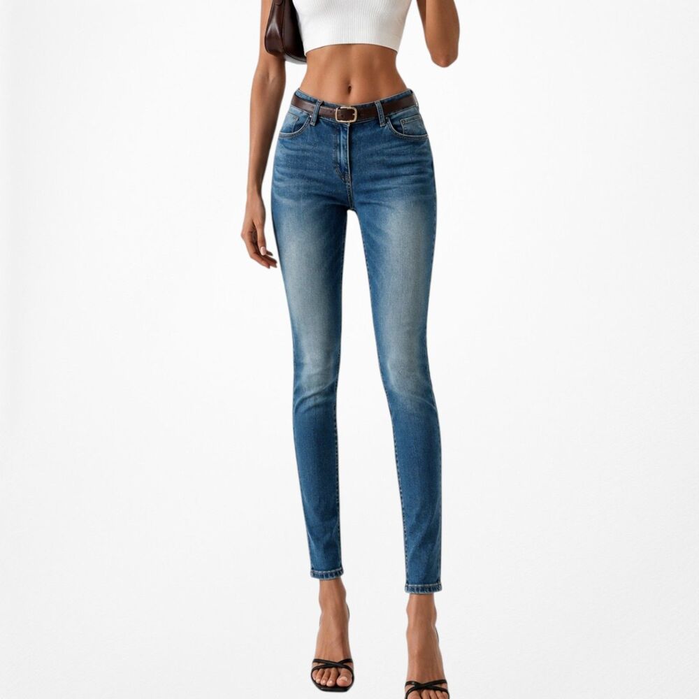 Vintage Y2K 90s Blue Dark Wash Low Rise Skinny Denim Casual Jeans Size 25/XS